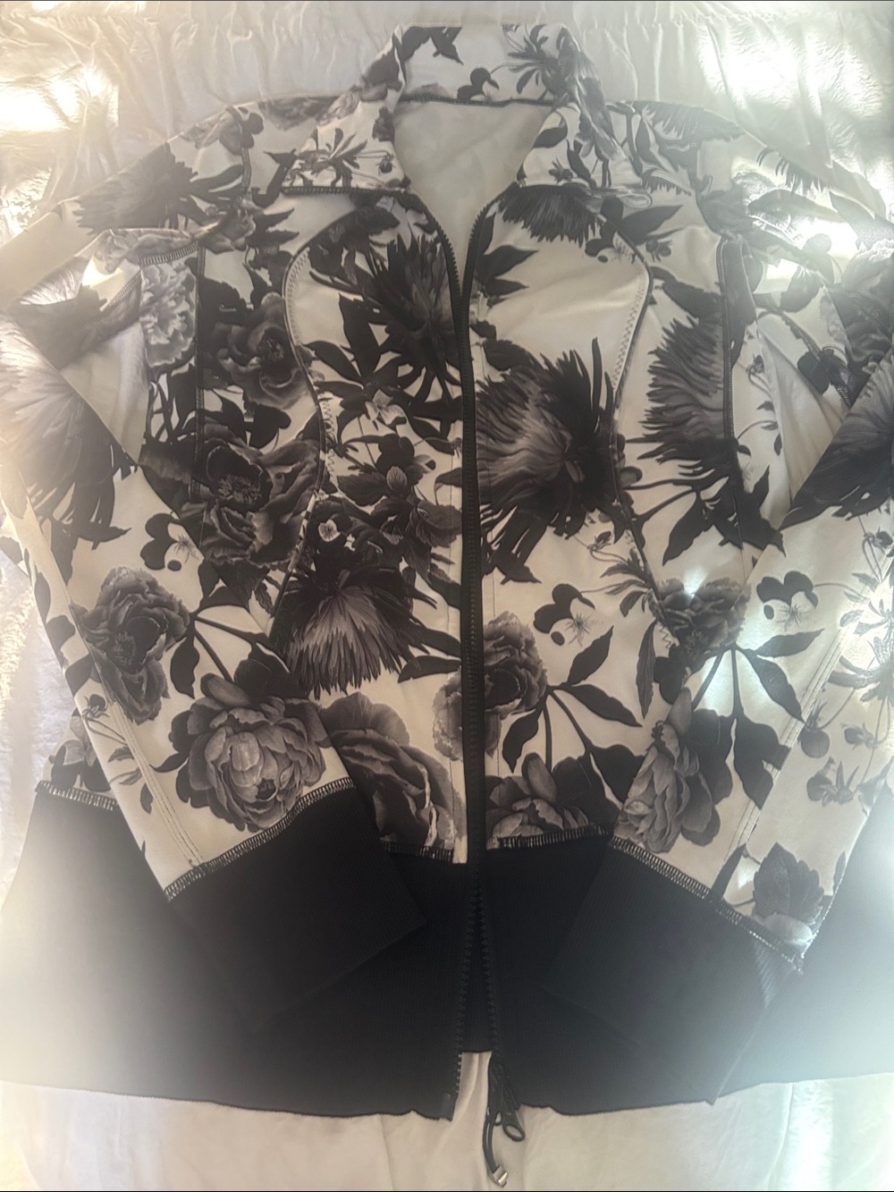 lululemon athletica Black & White Floral Bomber Jacket